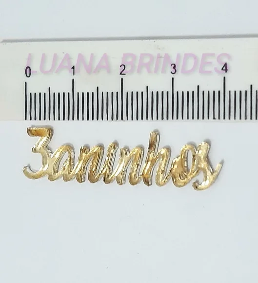 Plaquinha de 3 Aninhos em Acrílico Espelhado Dourado