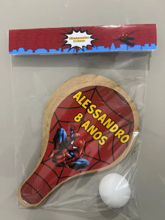 Raquete de Ping e Pong Personalizada para lembrancinhas do Homem Aranha