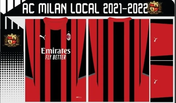 Vetor Da Camisa Ac Milan Local 2021-2022