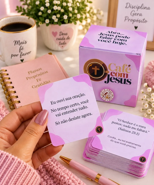 Jesus Caixa Rosa | 105 Mensagens Bíblicas | Caixinha Devocional Cristã | Presente Evangélico | Versículos Inspiradores