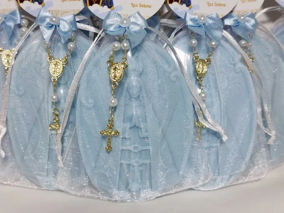 Lembrancinha 80 Anos: Sabonete Nossa Senhora com Mini Terço