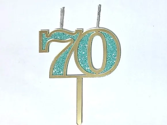 Vela 70 Anos Dourado Acrílico Pavio Magico - 1 Peça