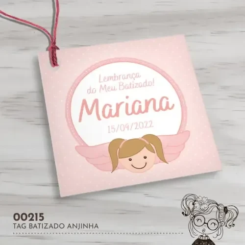 Tag Quadrada Batizado Anjinha - 00215