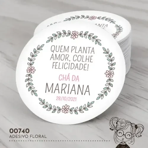 Adesivo Redondo Floral - 00740