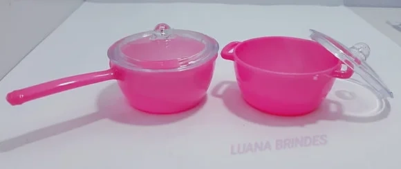 Kit Panelinhas Rosa Choque de acrílico c/tampa-pct c/4 Kits