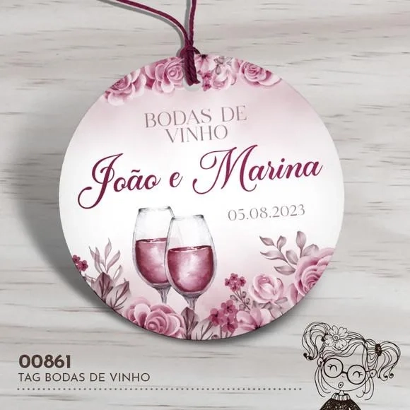 Tag Redonda Bodas de Vinho - 00861