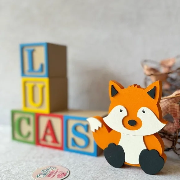 Cubos Decorativos de MDF para Quarto de Bebê e infantil -Tema Bosque Encantado - Raposinha