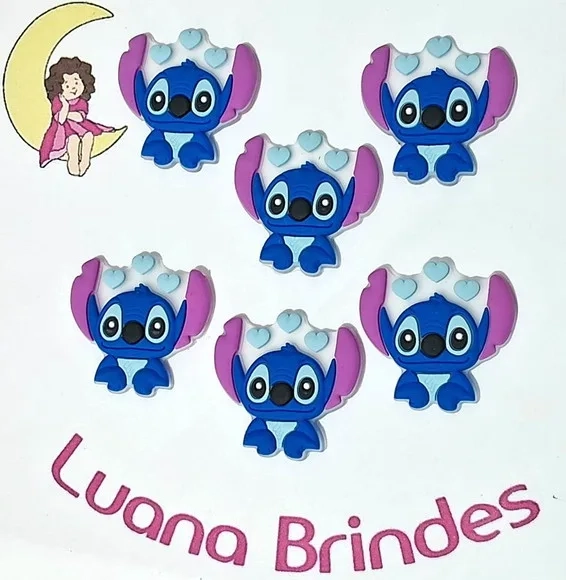 Aplique Stitch 3cm Emborrachado Pacote com 6 Unidades