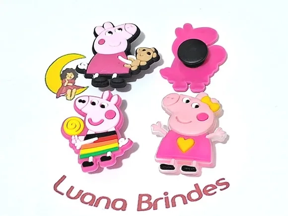 Pins de Crocs Porquinha Rosa Emborrachado 6 Unidades