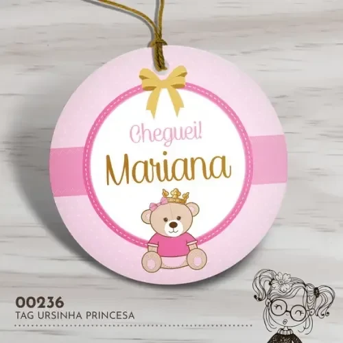 Tag Redonda Ursinha Princesa - 00236