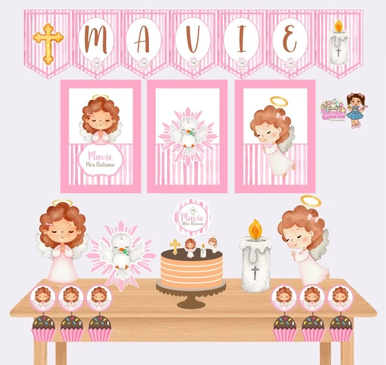 Kit Festa Só Um Bolinho BATIZADO MENINA - Decoração de Festa