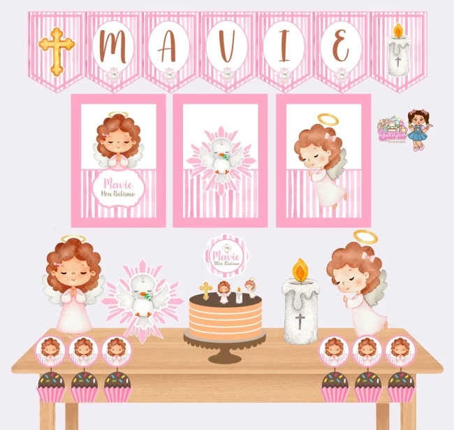 Kit Festa Só Um Bolinho BATIZADO MENINA - Decoração de Festa