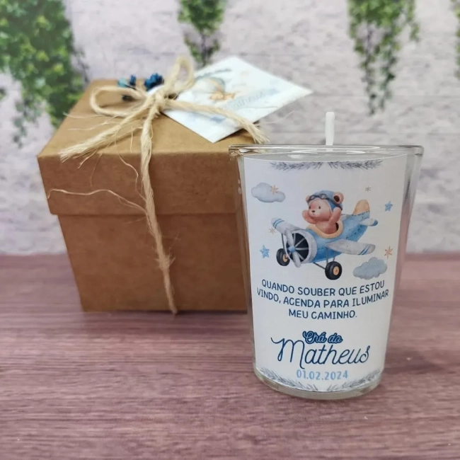 55 Vela Aromática no Copo Lembrancinha Personalizada Chá de bebê, Batizado,Casamento, Aniversario e etc. Fazemos Qualquer Tema