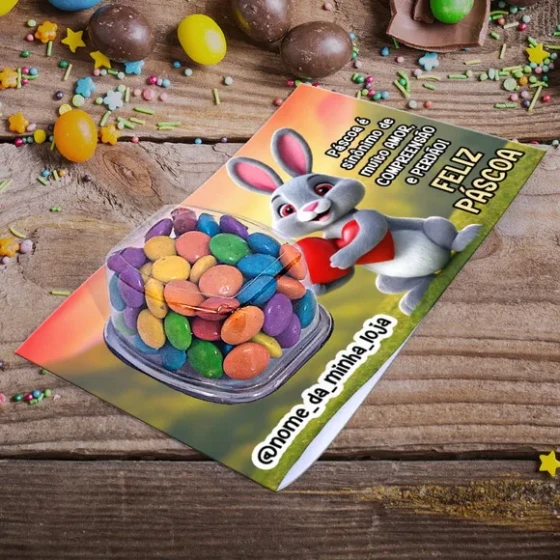 Cartão de Páscoa Blister com Confete Coelho