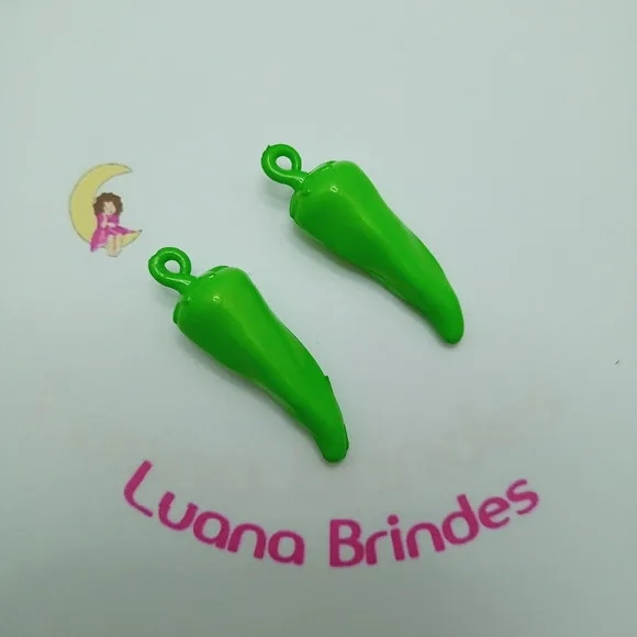 Pimenta Pingente Verde Claro de Acrilico 5cm 10 Unidades