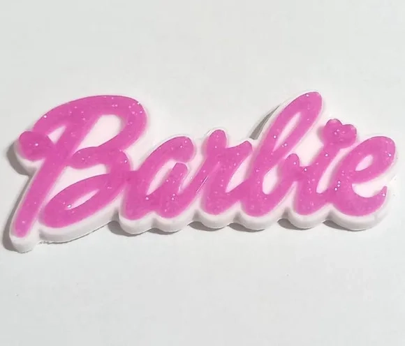 Aplique Nome da Barbie com Glitter Emborrachado - 6 Unidades