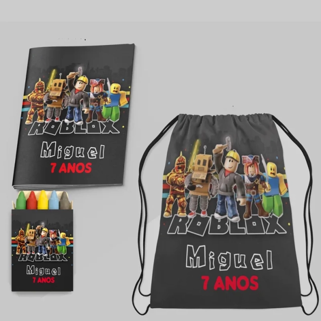 Kit Mochila e Revista de colorir para lembrancinha ROBLOX