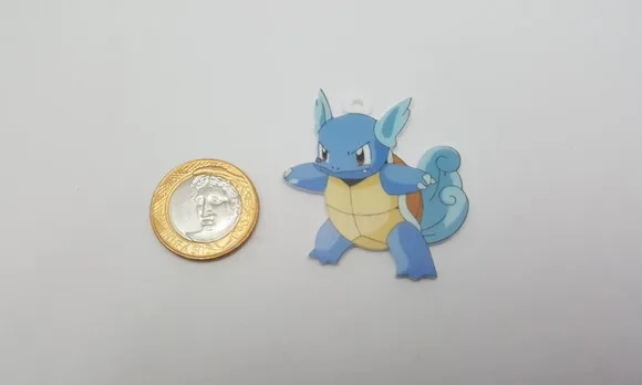Pingentes Pokémon Wartortle em Acrílico UV 3 unidades