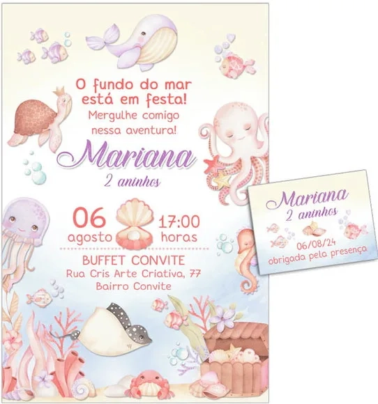 Convite Digital C/tag Fundo do Mar Aquarela 14