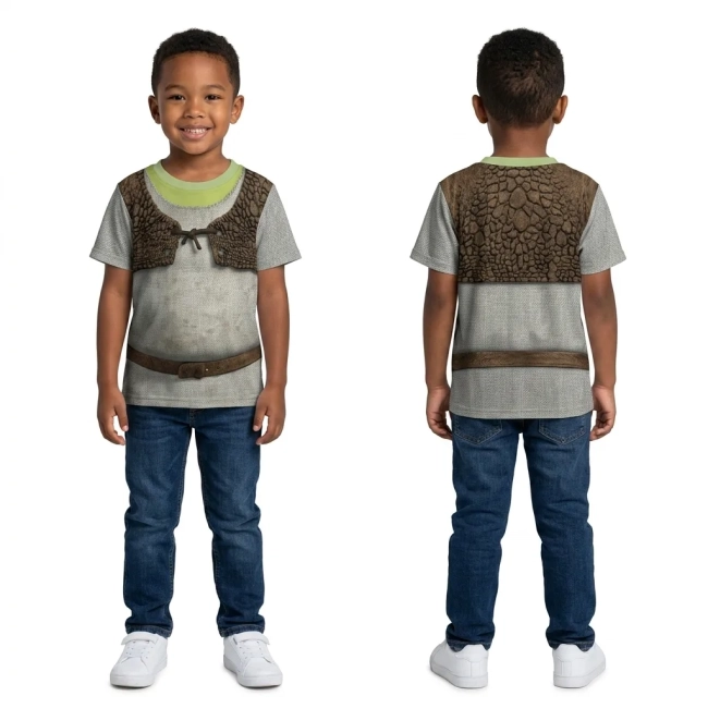 Camiseta infantil Fantasia Ogro Frente e Costas