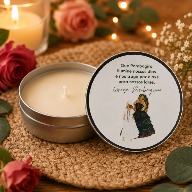 90 unidades de Vela Aromática na latinha Personalizada, Pomba-gira - Exu - Orixás e Entidades, fazemos qualquer tema.