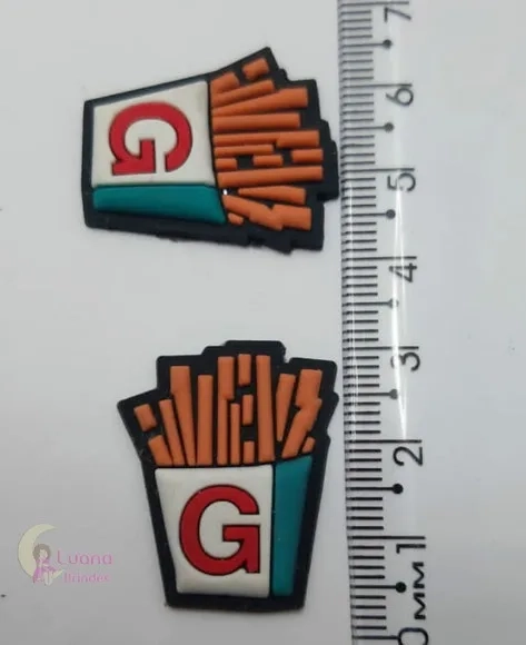 Apliques Batatas e Pipoca de borracha - pct c/9 unidades