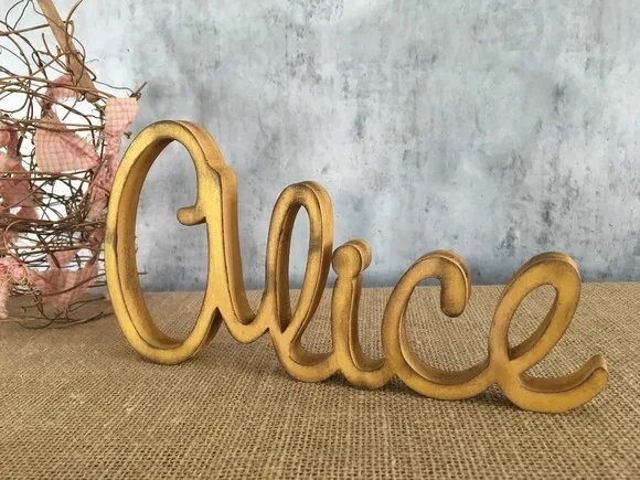 Letras Decorativas em MDF - Linha Cursiva - Rústica