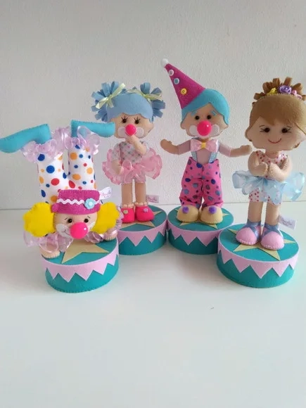 Combo Circo Rosa em Feltro Lembrança ou Centro de Mesa 10 Pç
