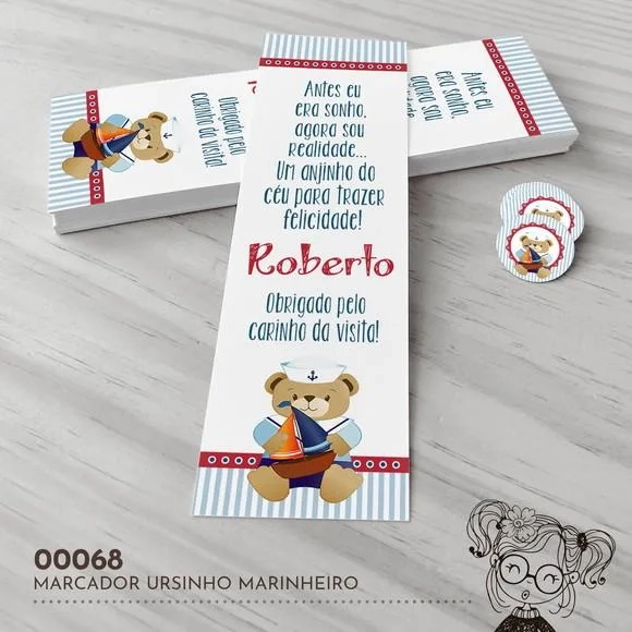 Marcador de Livro Ursinho Marinheiro - 00068