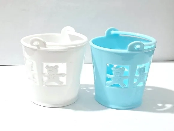Balde de Plástico Azul ou Branco Pacote com 6 Unidades