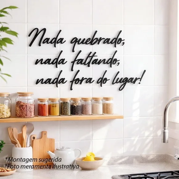 Frase Decorativa Nada Quebrado Shalom 3d mdf Preto