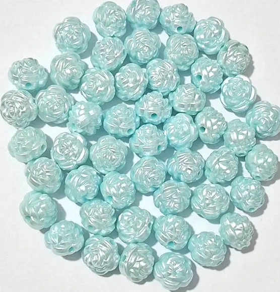 Pérola Flor Azul 12mm - Pct com 50 Unidades