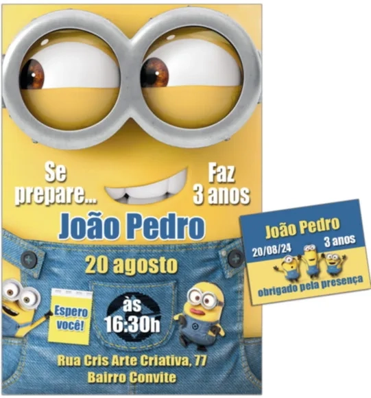 Convite Digital C/tag Minions 2