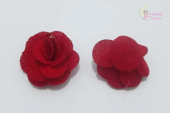 Flor Vermelha de Tecido - 3cm - Pct C/6 Unidades
