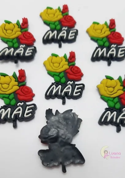 Aplique Rosas Nome Mâe Emborrachado - Pct C/6 Unidades