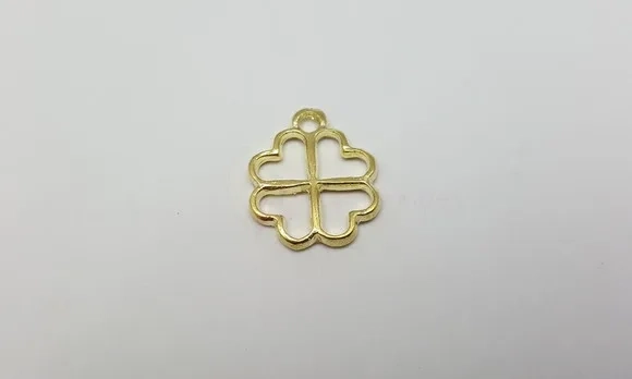 Pingente de Trevo Dourado de 2cm - 15 Unidades