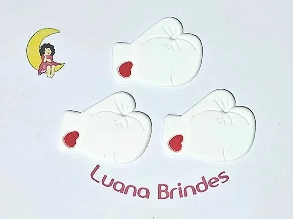 Aplique Luva de Boxe Branco Emborrachado 6 Unidades