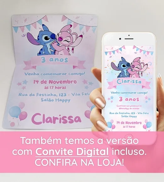 Convite de Aniversário Stitch
