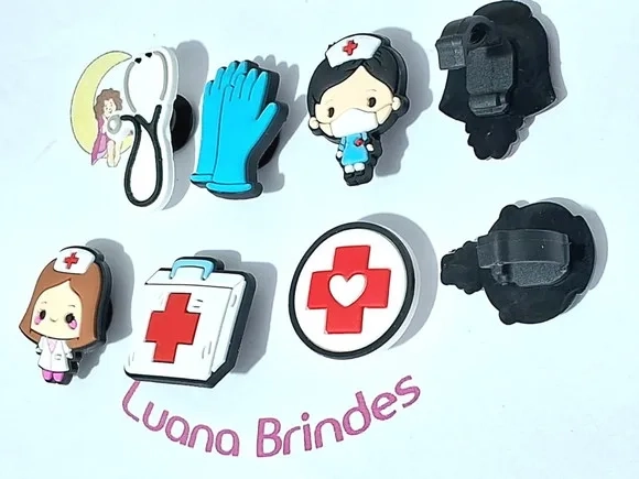 Pins para Cadarço Enfermagem Emborrachado Pacote C/6 Peças