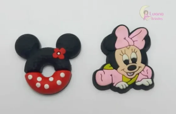 Aplique Minnie Baby e Rosquinha Minnie borracha-pct c/6 unid