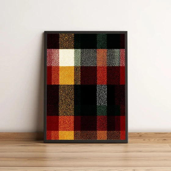 Quadro Decorativo Xadrez Colorido Vermelho e Amarelo 2069