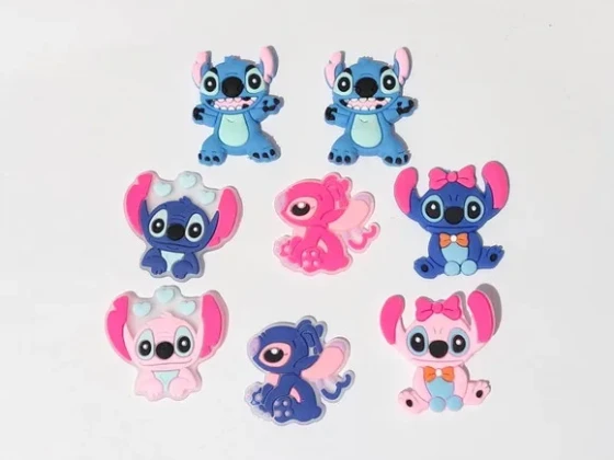 Aplique Stitch e Angel 3cm Emborrachado Pacote com 8 Unidade