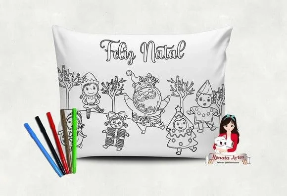 Almofada de Natal Personalizada para Colorir Novo