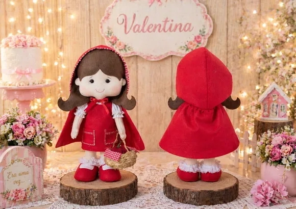 Chapeuzinho Vermelho em Feltro 40cm - Bonecos Personalizados