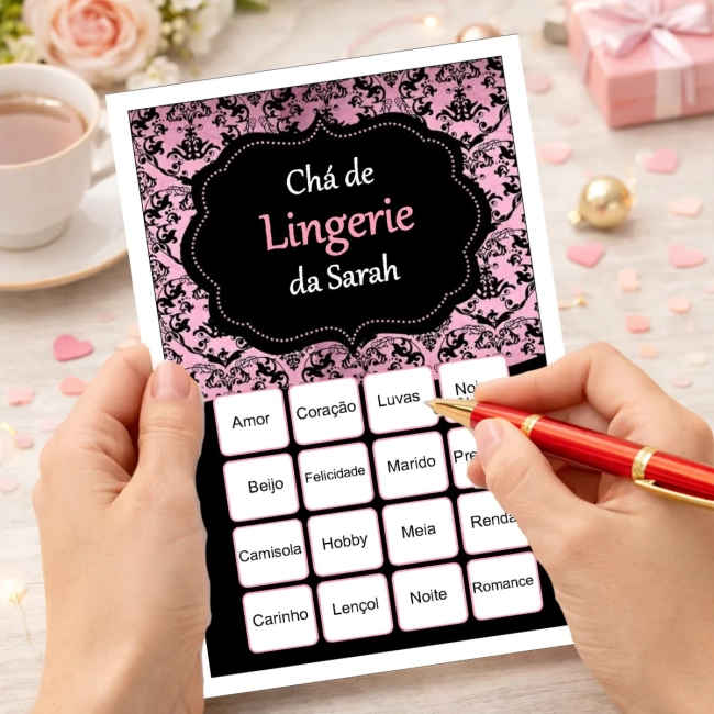 Bingo Chá de Lingerie PDF Para Imprimir