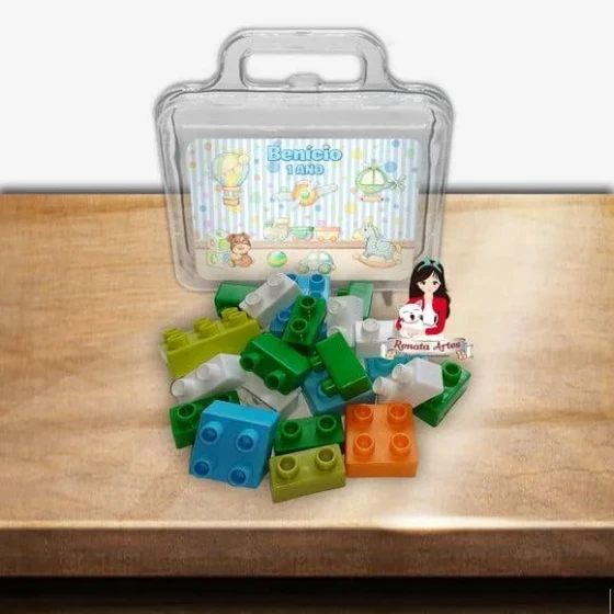 Maleta com Blocos de Montar Brinquedos Vintage