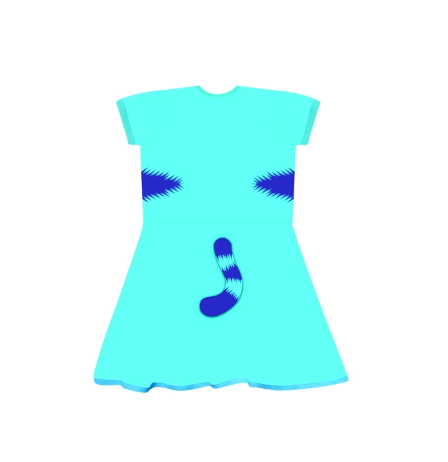 Vestido Infantil Gatinho Azul Turquesa Fantasia Temática para Meninas