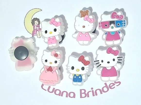 Pins de Crocs Hello Kitty Flourescente Emborrachado 6 Peça