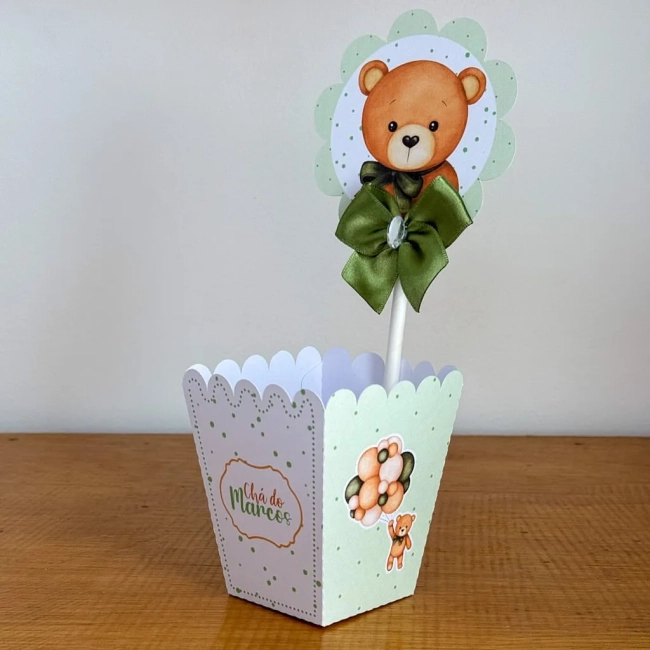 PEGUE E MONTE - Centro de Mesa CHA DE BEBE URSINHO VERDE - Decoração de Festa | Lembrancinhas | Aniversário | Personalizados