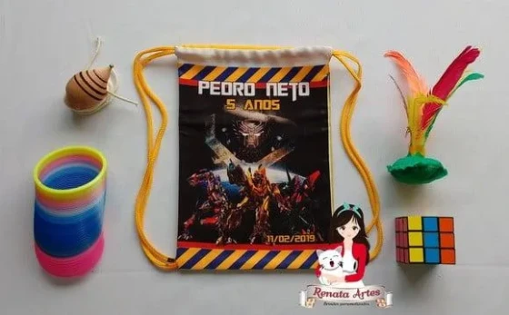 Mochila Brinquedos Retrô Tema Transformers Turma